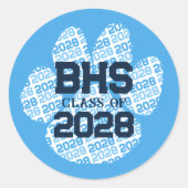 ベビーブルースクールイニシャル年卒業ポープリント ラウンドシール (正面)