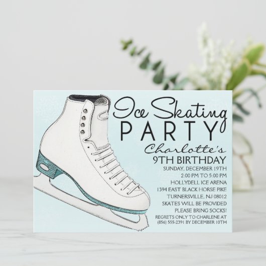 ベビーブルースケートメイトアイススケートで滑る誕生パーティー 招待状 (スタンド正面)