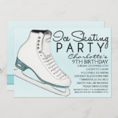 ベビーブルースケートメイトアイススケートで滑る誕生パーティー 招待状 (正面/裏面)