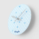 ベビーブルースターズ名前をカスタムするボーイズキッズルームデコール ラウンド壁時計 (傾斜)