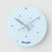 ベビーブルースターズ名前をカスタムするボーイズキッズルームデコール ラウンド壁時計 (正面)