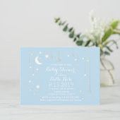 ベビーブルースタームーン男の子ベビーシャワー招待状 招待状 (スタンド正面)