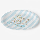 ベビーブルーストライプのスニップスとカタツムリ紙プレート ペーパープレート (アングル)
