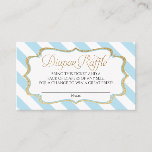 ベビーブルーストライプツおむつラッフルカード エンクロージャーカード (正面)