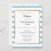 ベビーブルーストライプバプテスマ《キリスト教》洗礼式や命名式 招待状 (正面)