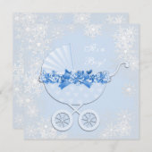 ベビーブルースノーフレーク冬ワンダーランドベビースシャワー 招待状 (正面/裏面)