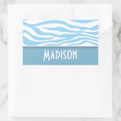 ベビーブルーゼブラアニマルプリントパーソナライズされた; 長方形シール (バッグ)