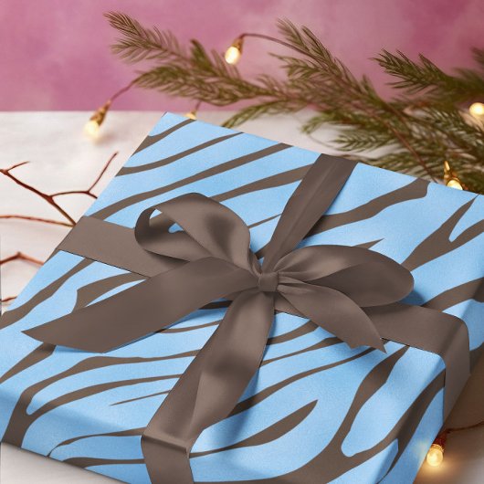 ベビーブルーゼブラパターン ラッピングペーパー