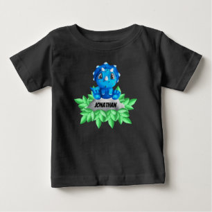 ベビーブルートリケラトップス恐竜ブラックベビーTシャツ ベビーTシャツ