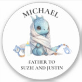 ベビーブルードラゴンシャワー名前をカスタムするラベル シール (正面)