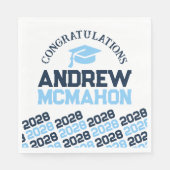 ベビーブルーネイビーパーソナライズされた卒業パーティー紙 スタンダードランチョンナプキン (正面)