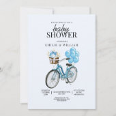 ベビーブルーバイクベビーシャワー招待状、それが男の子 招待状 (正面)