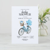 ベビーブルーバイクベビーシャワー招待状、それが男の子 招待状 (スタンド正面)