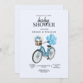 ベビーブルーバイクベビーシャワー招待状、それが男の子 招待状 (正面/裏面)