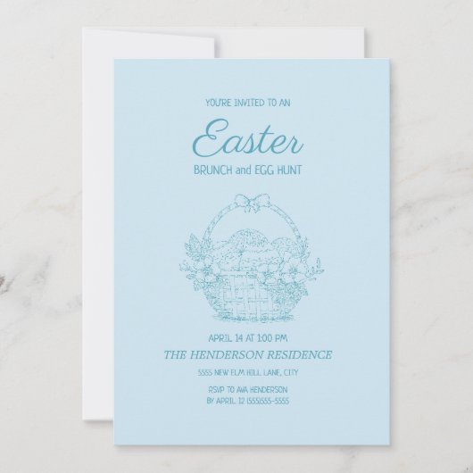 ベビーブルーバスケットイースターブランチ卵狩り 招待状 (正面)