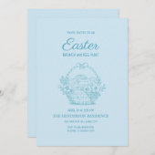 ベビーブルーバスケットイースターブランチ卵狩り 招待状 (正面/裏面)