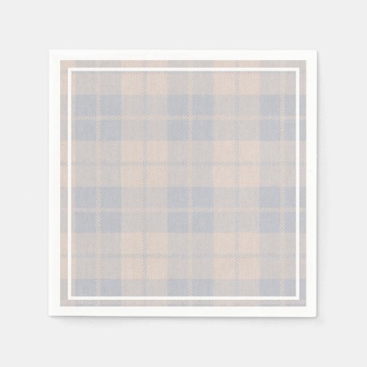 ベビーブルーバッファロープレイドバーラップナプキン スタンダードカクテルナプキン (正面)