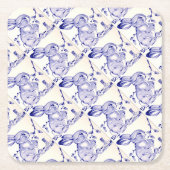 ベビーブルーバニーラビットキュートパーティー用品 スクエアペーパーコースター (正面)