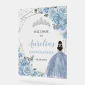 ベビーブルーバラフローラキンセアニラクラウンウェルカム アクリルサイン (傾斜)