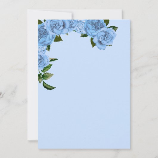 ベビーブルーバラホワイト&金ゴールドエレガントキンセアニェラ 招待状 (裏面)