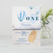 ベビーブルーバルーン1st誕生日招待状 招待状 (スタンド正面)