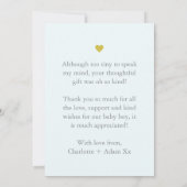 ベビーブルーパステルベビーサンキューカードと写真 招待状 (裏面)