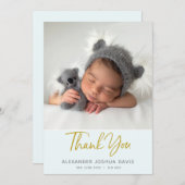 ベビーブルーパステルベビーサンキューカードと写真 招待状 (正面/裏面)