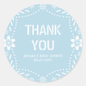 ベビーブルーパペルピカドありがとうベビーガールシャワー ラウンドシール (正面)