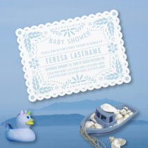 ベビーブルーパペルピカドホワイト男の赤ちゃんシャワー