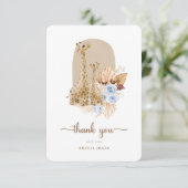 ベビーブルーパンパスグラスキリン赤ちゃんシャワー サンキューカード (スタンド正面)