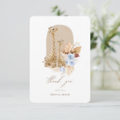 ベビーブルーパンパスグラスキリン赤ちゃんシャワー サンキューカード (スタンド正面)