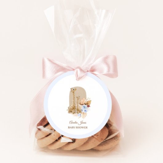 ベビーブルーパンパスグラスキリン赤ちゃんシャワー フェイバータグ