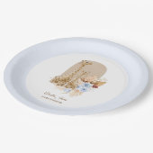 ベビーブルーパンパスグラスキリン赤ちゃんシャワー ペーパープレート (アングル)