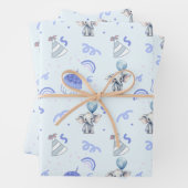 ベビーブルーパーティーラッピング紙（3枚組） ラッピングペーパーシート (インサイチュ)