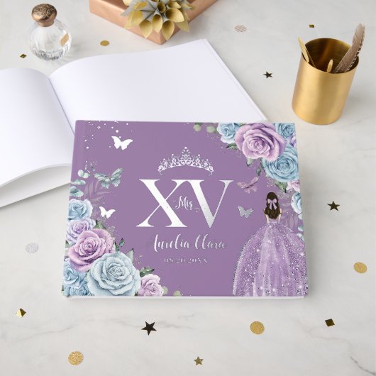 ベビーブルーパープル薄紫フローラシルバーキンセアニラ ゲストブック (正面見開き)