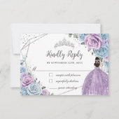 ベビーブルーパープル薄紫フローラシルバーキンセアニラ 出欠カード (正面)