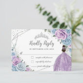 ベビーブルーパープル薄紫フローラシルバーキンセアニラ 出欠カード (スタンド正面)