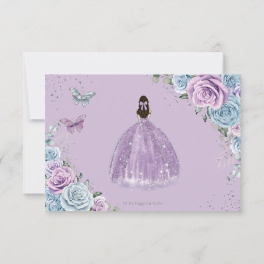 ベビーブルーパープル薄紫フローラシルバーキンセアニラ 出欠カード (裏面)