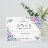 ベビーブルーパープル薄紫フローラシルバーキンセアニラ 出欠カード (スタンド正面)