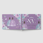 ベビーブルーパープル薄紫フローラツインズキンセアニラ ゲストブック (全面)