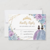 ベビーブルーパープル薄紫フローラツインズキンセアニラ 出欠カード (正面)