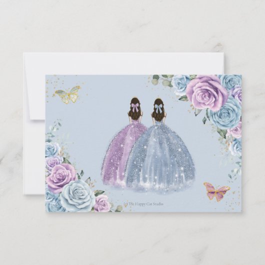 ベビーブルーパープル薄紫フローラツインズキンセアニラ 出欠カード (裏面)