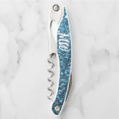 ベビーブルーフェイクグリッタースパークルスモノグラム ソムリエナイフ (正面)