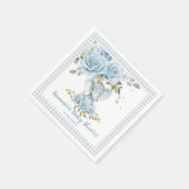 ベビーブルーフローラかわいい象の男の子ベイビーシャワー スタンダードカクテルナプキン (角)