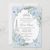 ベビーブルーフローラエッフェル蝶キンチェニェラ 招待状 (正面)