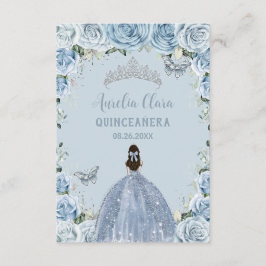 ベビーブルーフローラガールガウンキンセアニラ祈りの言葉カード エンクロージャーカード (裏面)