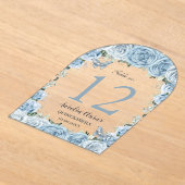 ベビーブルーフローラキンセアニラXV 16テーブル番号 アクリル招待状 (レイダウン)