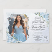 ベビーブルーフローラシルバーキンセニェラ16写真 招待状 (正面)