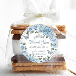 ベビーブルーフローラシルバー蝶プリンセスの好意 ラウンドシール