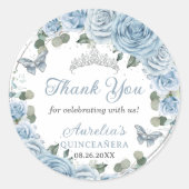 ベビーブルーフローラシルバー蝶プリンセスの好意 ラウンドシール (正面)